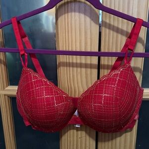 Victoria's Secret Red Bra with Gold Detailing